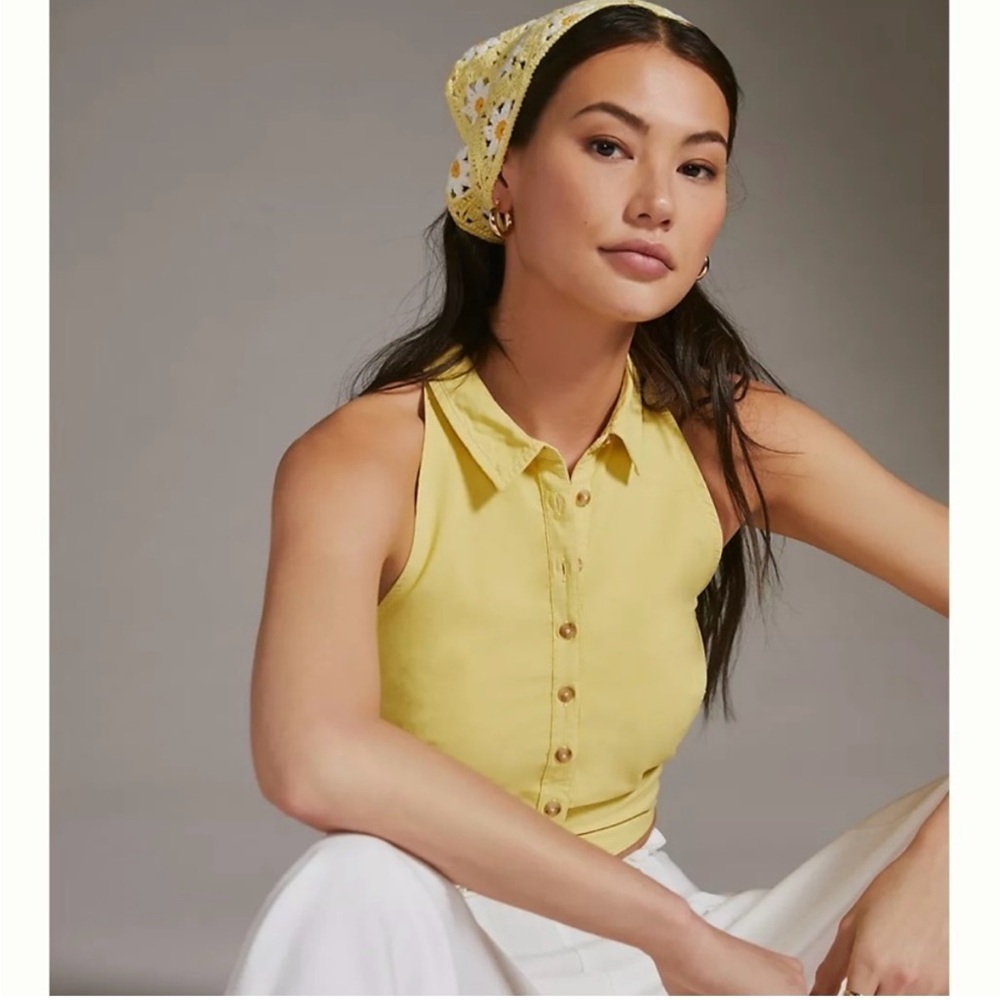 NWT Anthropologie  Pilcro Yellow Sleeveless Top 8 cotton